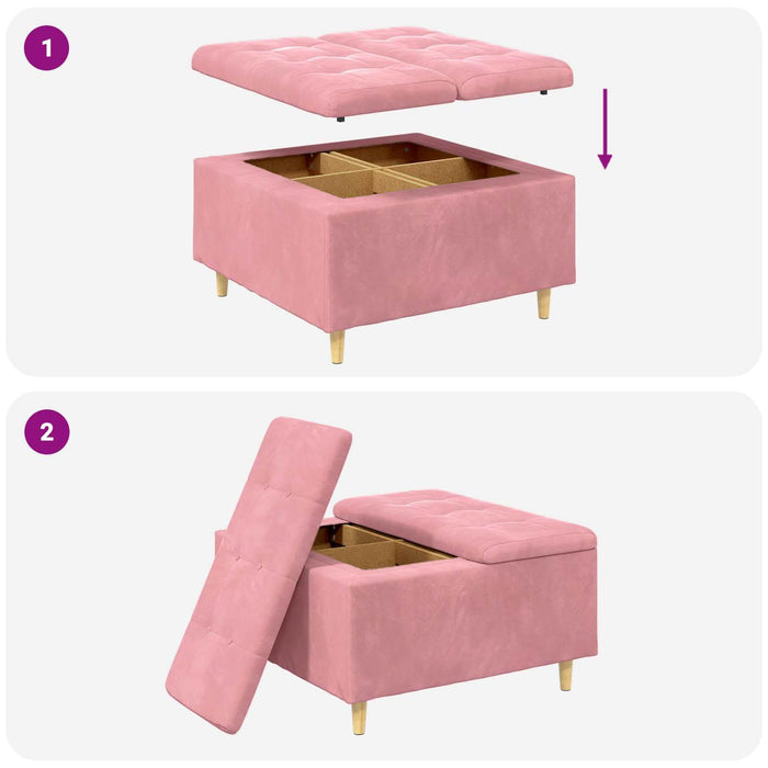 Scaun cu buton cu pernă Roz 80 x 80 x 45 cm Catifea - WALTI WALTI