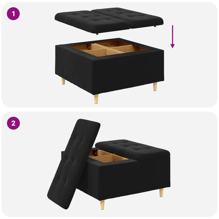 Scaun cu buton cu pernă Negru 80 x 80 x 45 cm Catifea - WALTI WALTI