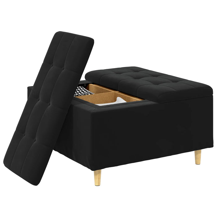 Scaun cu buton cu pernă Negru 80 x 80 x 45 cm Catifea - WALTI WALTI