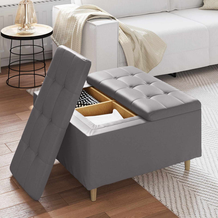 Scaun cu buton cu pernă Gri 80 x 80 x 45 cm Piele artificială - WALTI WALTI