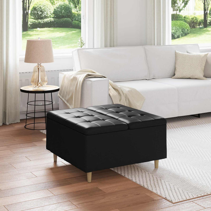 Scaun cu buton cu pernă Negru 80 x 80 x 45 cm Piele artificială - WALTI WALTI