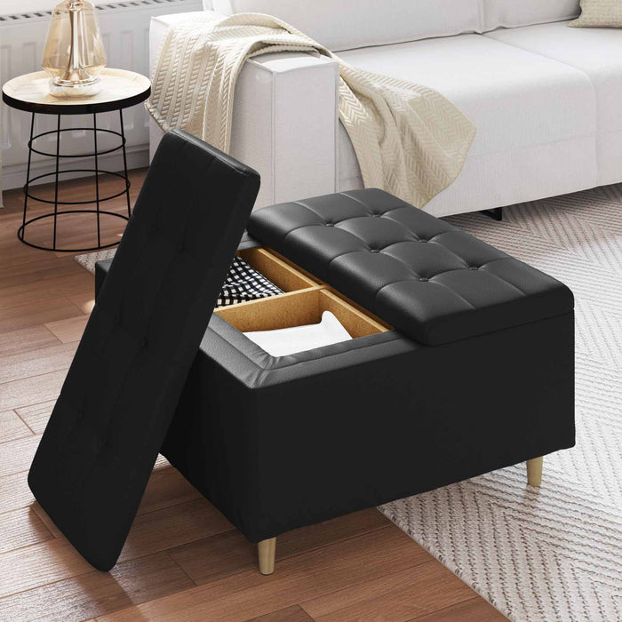 Scaun cu buton cu pernă Negru 80 x 80 x 45 cm Piele artificială - WALTI WALTI