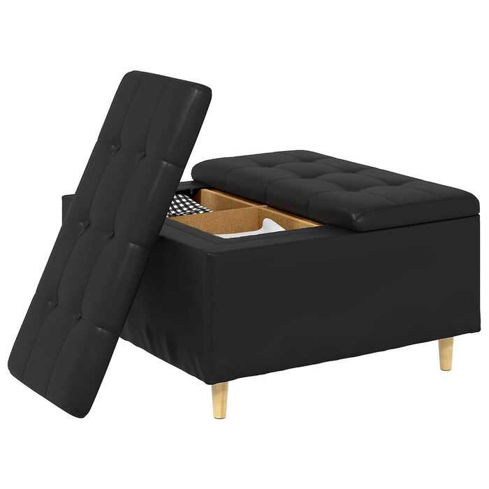 Scaun cu buton cu pernă Negru 80 x 80 x 45 cm Piele artificială - WALTI WALTI