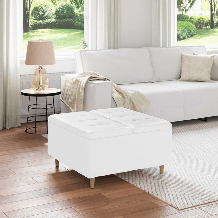 Scaun cu buton cu pernă Alb 80 x 80 x 45 cm Piele artificială - WALTI WALTI