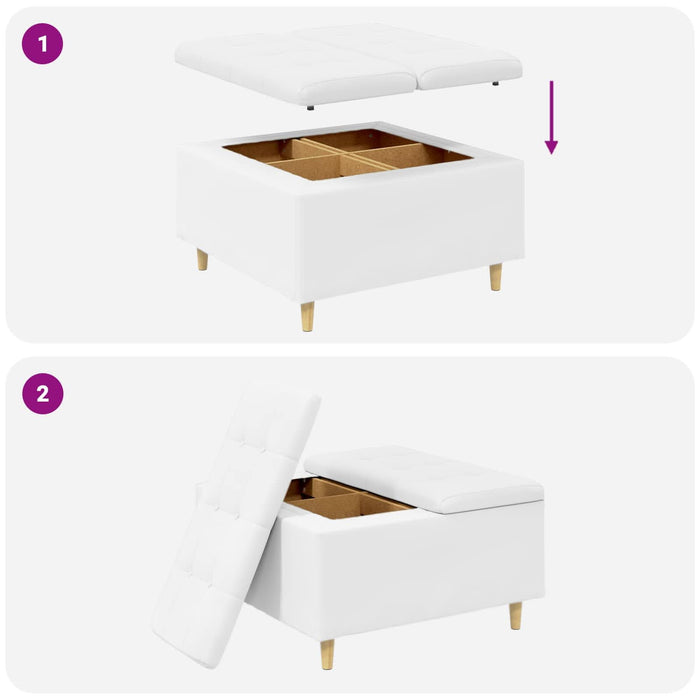 Scaun cu buton cu pernă Alb 80 x 80 x 45 cm Piele artificială - WALTI WALTI