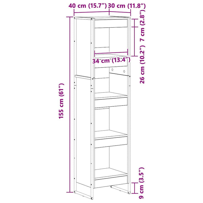 Dulap pentru cărți Stejar Negru 80 x 30 x 155 cm Lemn compozit - WALTI WALTI