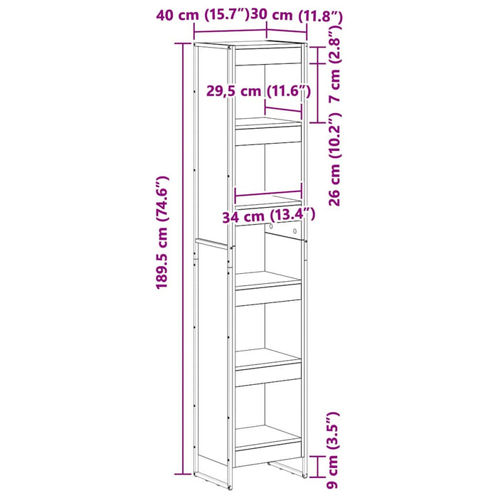 Dulap pentru cărți Gri Sonoma 80 x 30 x 155 cm Lemn compozit - WALTI WALTI