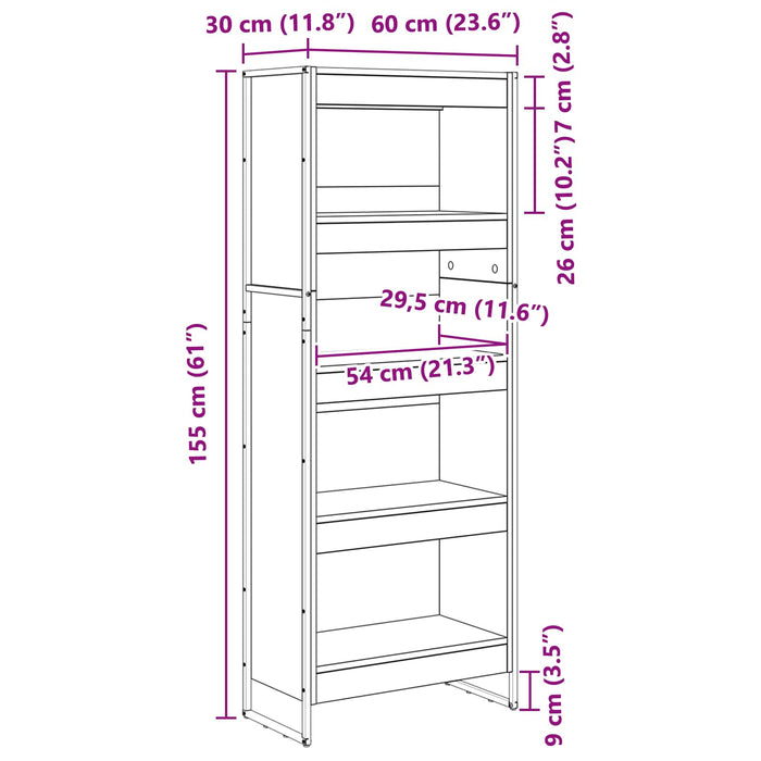 Dulap pentru cărți Lemn Vechi 80 x 30 x 155 cm Lemn compozit - WALTI WALTI