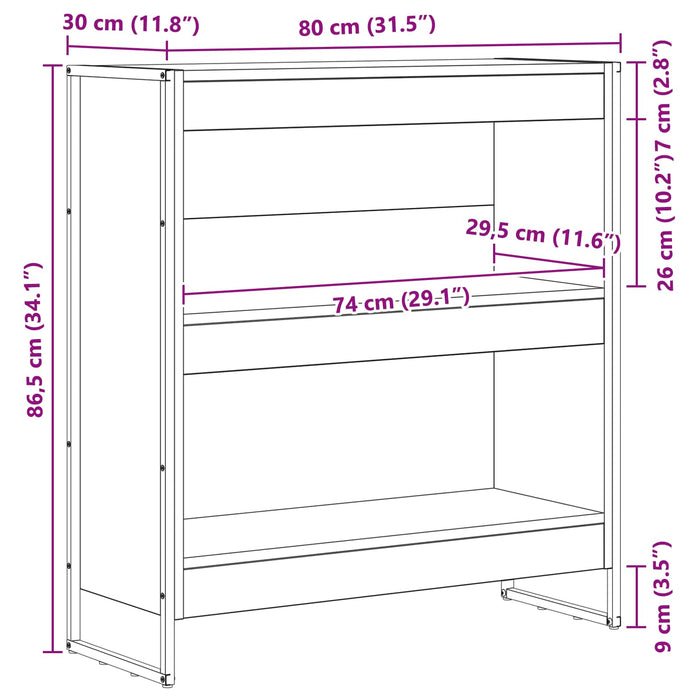 Dulap pentru cărți Stejar fumuriu 80 x 30 x 155 cm - WALTI WALTI