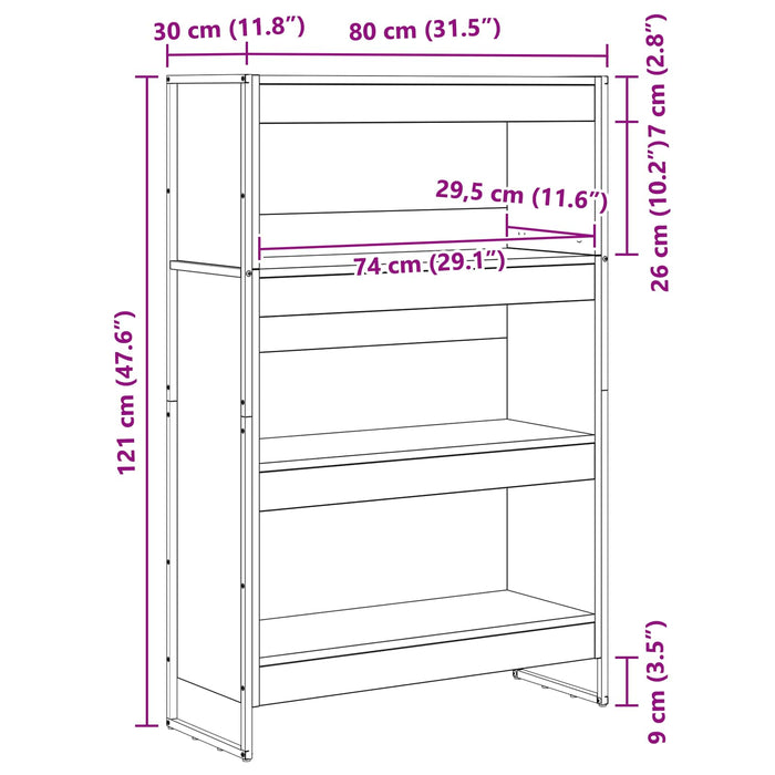 Dulap pentru cărți Stejar Negru 80 x 30 x 155 cm Lemn compozit - WALTI WALTI