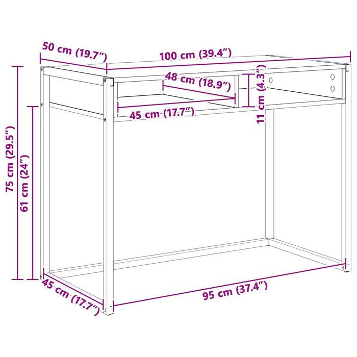 Birou cu depozitare Sonoma 100 x 50 x 75 cm Lemn compozit - WALTI WALTI