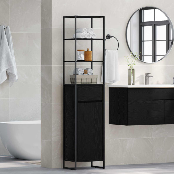 Dulap de Baie Stejar Negru 40 x 30 x 180 cm Lemn compozit - WALTI WALTI