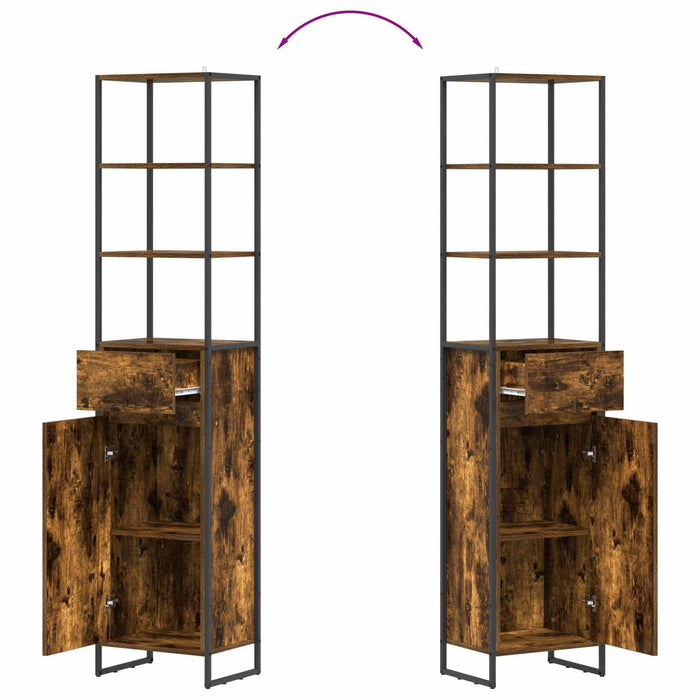 Dulap de Baie Stejar fumuriu 40 x 30 x 180 cm Lemn compozit - WALTI WALTI