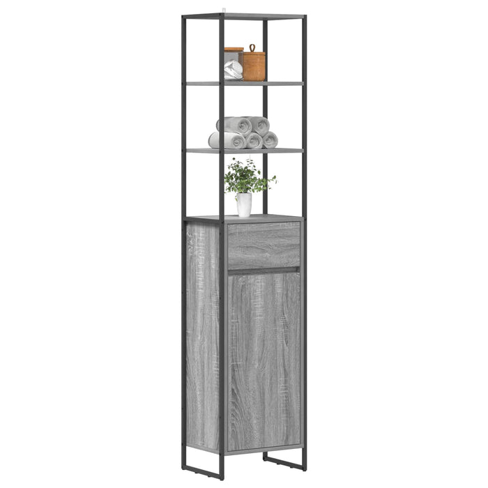 Dulap de Baie cu ușă Gri Sonoma 40 x 30 x 180 cm Lemn compozit - WALTI WALTI