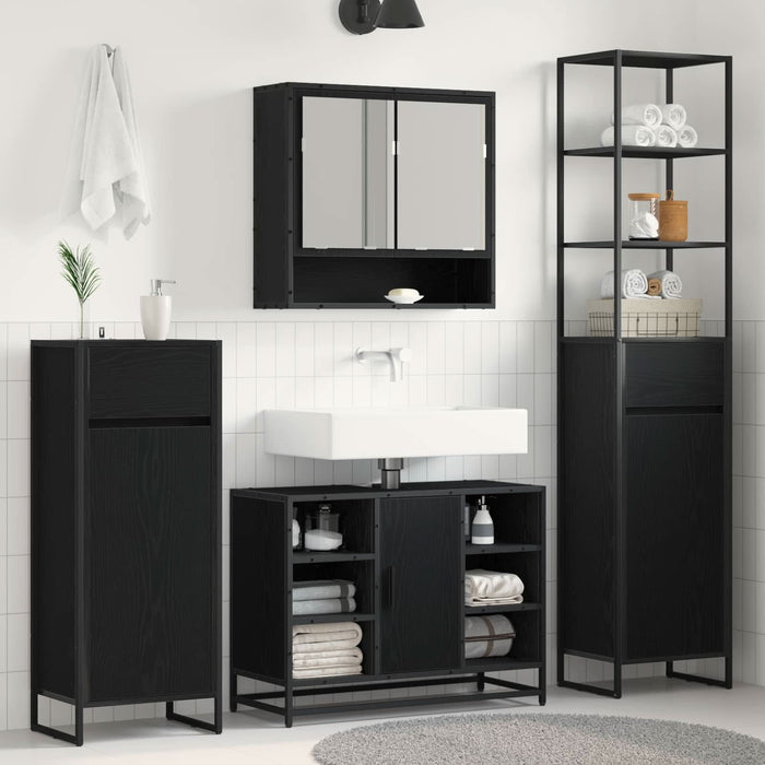 Dulap de Baie Stejar Negru 40 x 30 x 100 cm Lemn compozit - WALTI WALTI