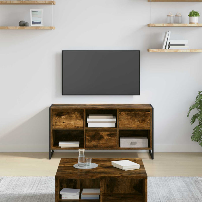 Cabinet TV Stejar fumuriu 100 x 36 x 49,5 cm Lemn compozit - WALTI WALTI