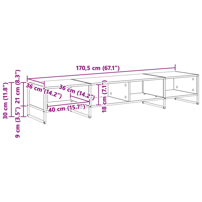 Cabinet TV 170.5 x 36 x 30.5 cm Stejar fumuriu Lemn prelucrat WALTI