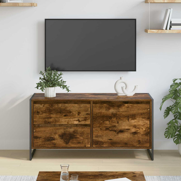 Cabinet TV Stejar fumuriu 100 x 36 x 49.5 cm Lemn compozit - WALTI WALTI