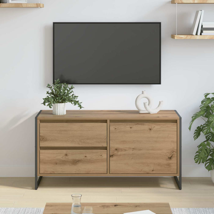 Cabinet TV Stejar artizanal 100 x 36 x 49.5 cm Lemn compozit - WALTI WALTI