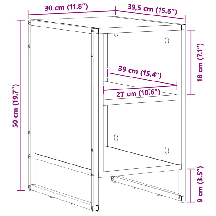 Noptieră Stejar Fumuriu 39.5 x 30 x 50 cm Lemn compozit - WALTI WALTI