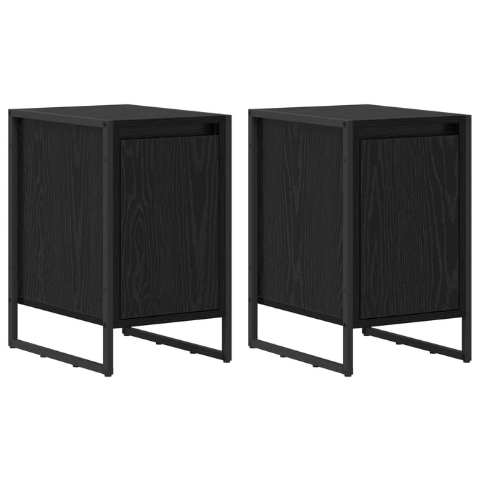 Noptieră 2 pcs Stejar Negru 39,5 x 30 x 50 cm Lemn compozit - WALTI WALTI