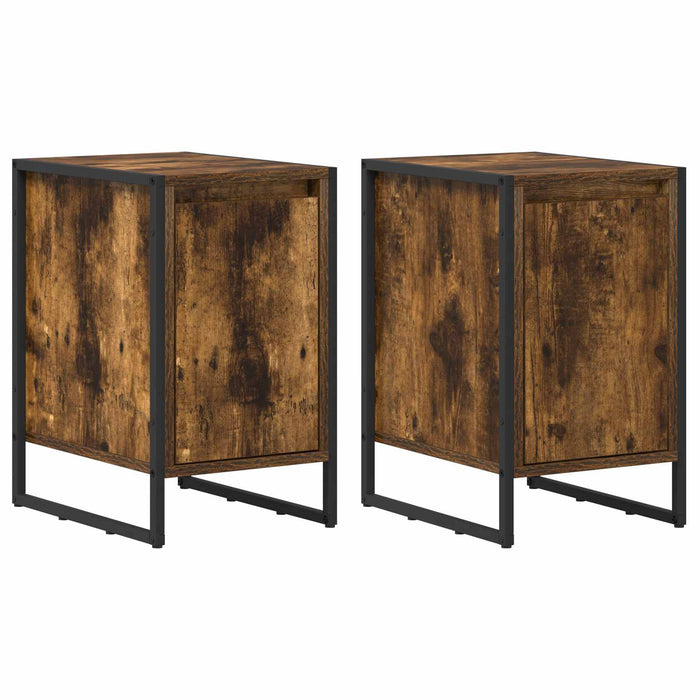 Noptieră 2 pcs Stejar fumuriu 39,5 x 30 x 50 cm Lemn compozit - WALTI WALTI