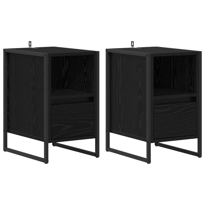 Noptieră 2 pcs Stejar Negru 39,5 x 30 x 50 cm Lemn compozit - WALTI WALTI