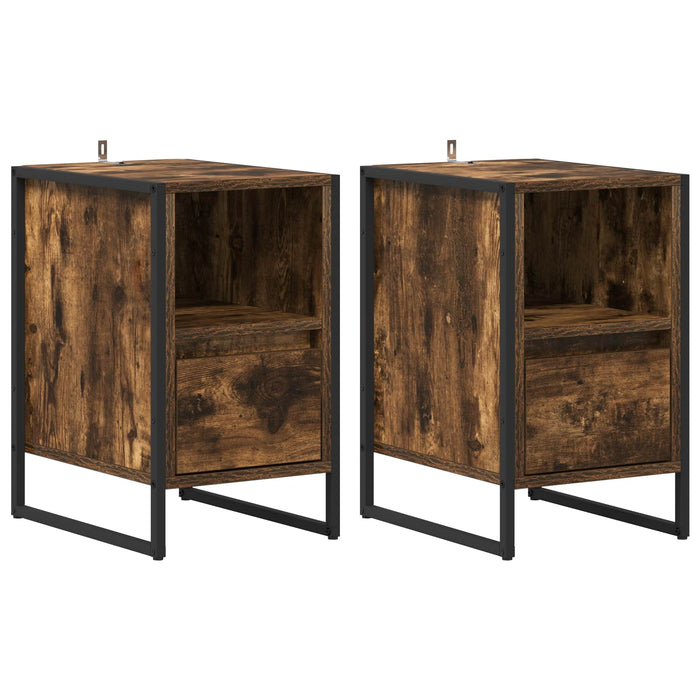 Noptieră 2 pcs Stejar fumuriu 39,5 x 30 x 50 cm Lemn compozit - WALTI WALTI