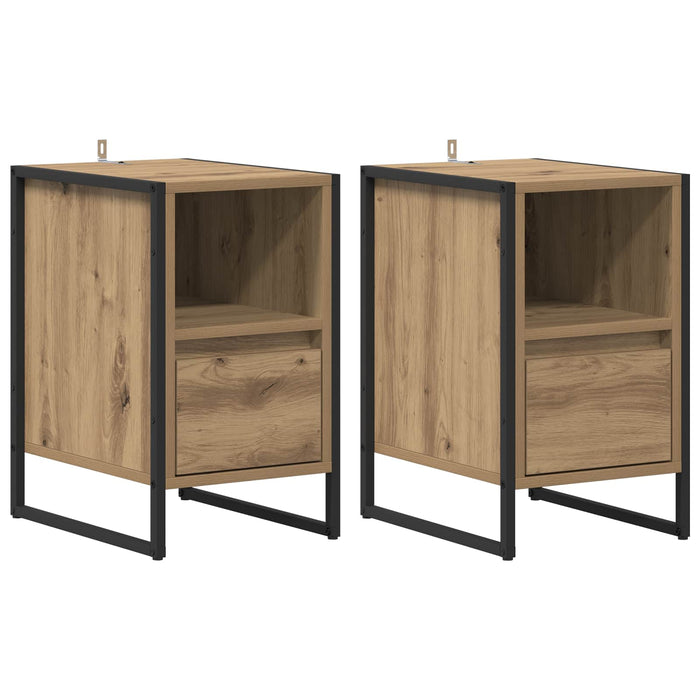 Noptieră 2 pcs Stejar artizanal 39,5 x 30 x 50 cm Lemn compozit - WALTI WALTI