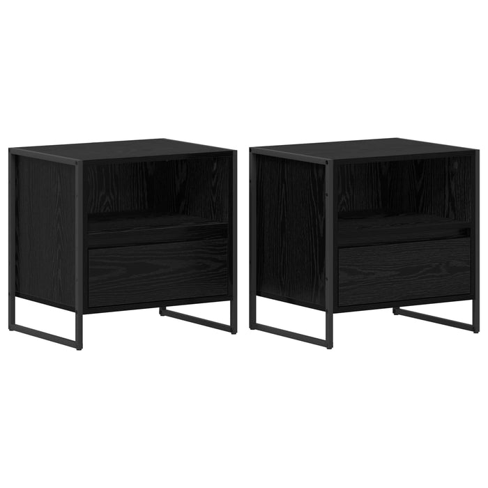 Noptieră 2 pcs Stejar Negru 50 x 39,5 x 50 cm Lemn compozit - WALTI WALTI