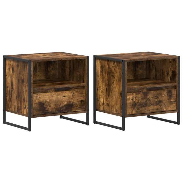 Noptieră 2 pcs Stejar fumuriu 50 x 39,5 x 50 cm Lemn compozit - WALTI WALTI