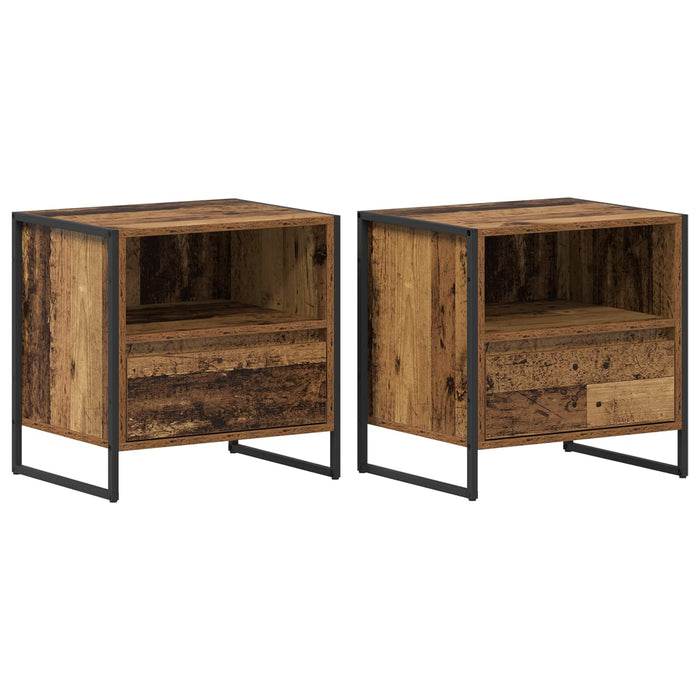 Noptieră 2 pcs Lemn Vechi 50 x 39,5 x 50 cm Lemn compozit - WALTI WALTI
