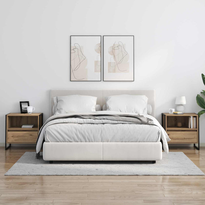 Noptieră 2 pcs Stejar artizanal 50 x 39,5 x 50 cm Lemn compozit - WALTI WALTI