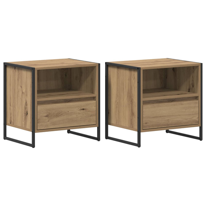 Noptieră 2 pcs Stejar artizanal 50 x 39,5 x 50 cm Lemn compozit - WALTI WALTI