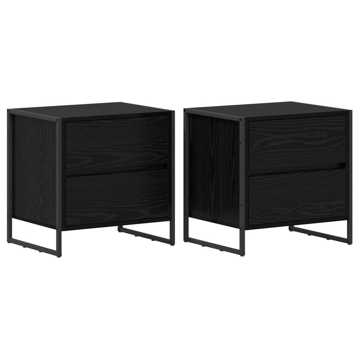 Noptieră 2 pcs Stejar Negru 50 x 39.5 x 50 cm Lemn compozit - WALTI WALTI