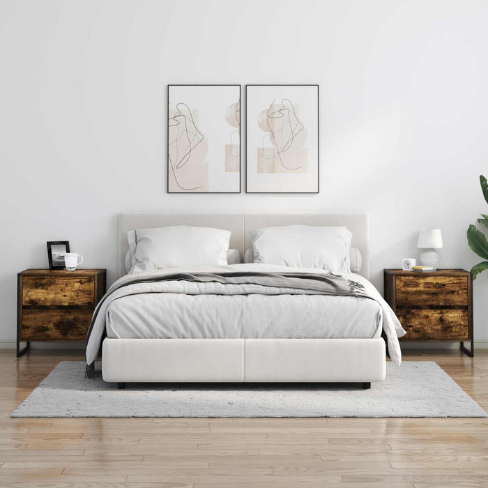 Noptieră 2 pcs Stejar fumuriu 50 x 39.5 x 50 cm Lemn compozit - WALTI WALTI