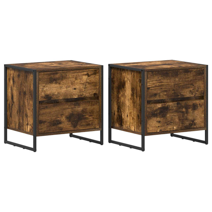 Noptieră 2 pcs Stejar fumuriu 50 x 39.5 x 50 cm Lemn compozit - WALTI WALTI