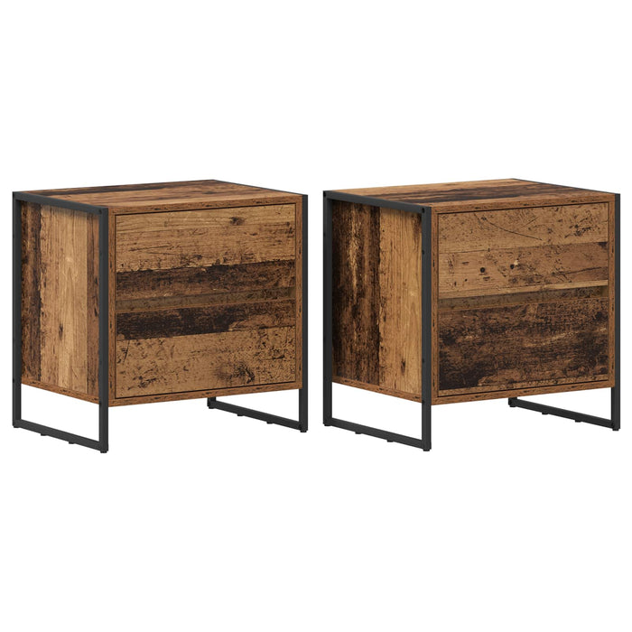 Noptieră 2 pcs Lemn Vechi 50 x 39.5 x 50 cm Lemn compozit - WALTI WALTI
