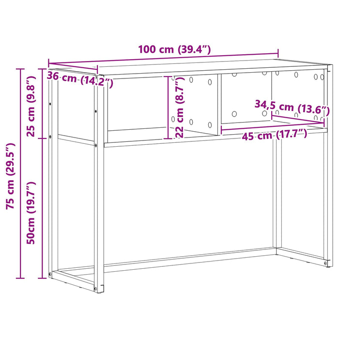 Masă laterală Stejar artizanal 100 x 36 x 75 cm Lemn compozit - WALTI WALTI