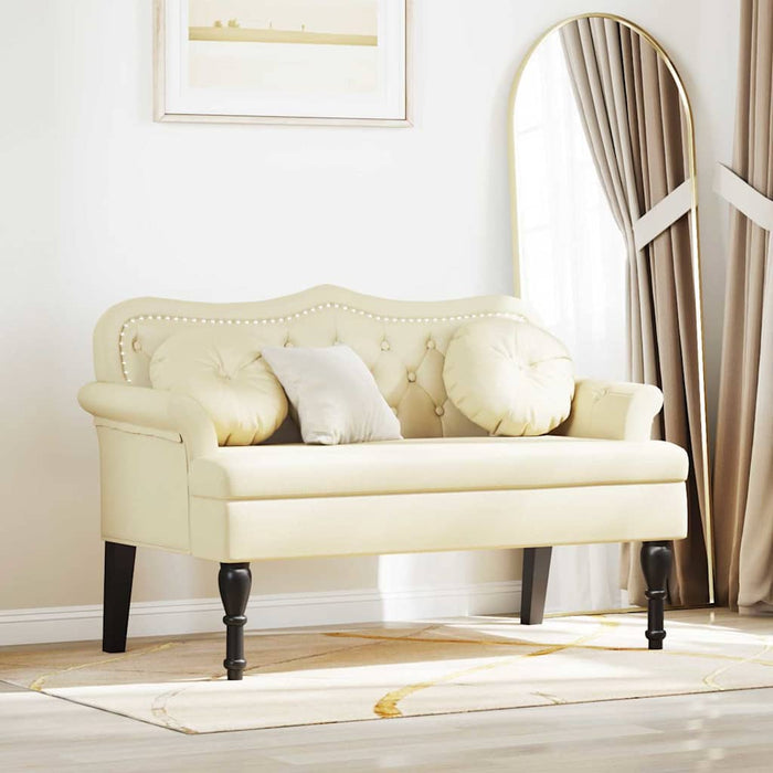 Bancă Chesterfield Crem 120.5 x 65 x 75 cm Piele artificială - WALTI WALTI