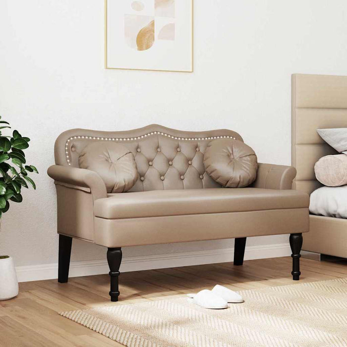 Bancă Chesterfield cu pernă Cappuccino 120.5 x 65 x 75 cm - WALTI WALTI