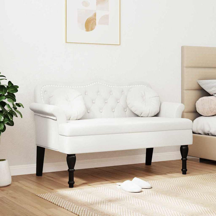 Bancă Chesterfield Alb 120.5 x 65 x 75 cm Piele artificială - WALTI WALTI
