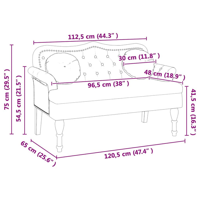 Bancă Chesterfield Alb 120.5 x 65 x 75 cm Piele artificială - WALTI WALTI