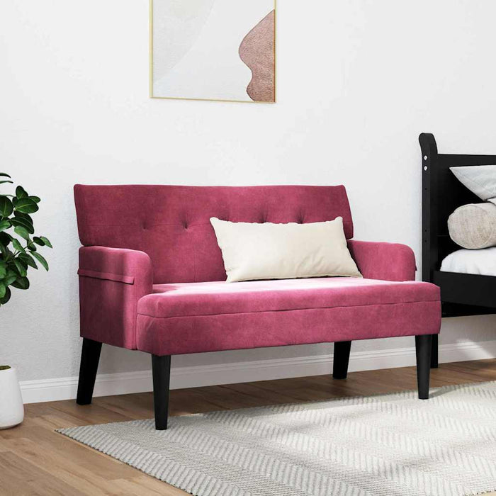 Bancă Chesterfield Roșu Vin 112 x 65,5 x 75 cm Catifea - WALTI WALTI