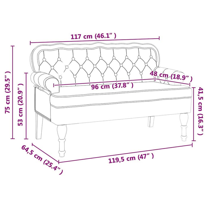 Bancă Chesterfield Cappuccino 119,5 x 64,5 x 75 cm - WALTI WALTI
