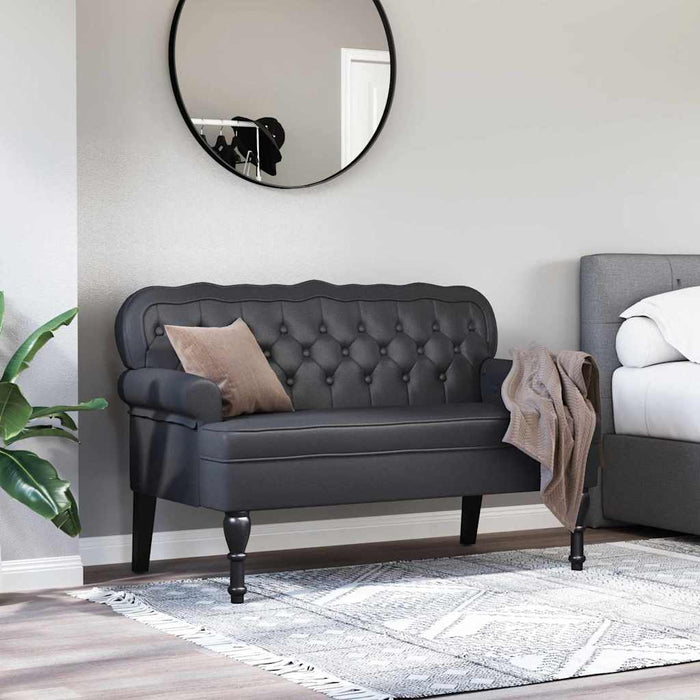 Bancă Chesterfield Negru 119,5 x 64,5 x 75 cm Piele artificială - WALTI WALTI