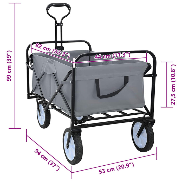 Trolley Manevrabil Pliabil Gri 94 x 53 x 99 cm Tesătură Oxford - WALTI WALTI