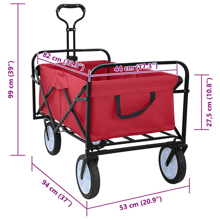 Trolley Manevrabil Pliabil Roșu 94 x 53 x 99 cm Tesătură Oxford - WALTI WALTI