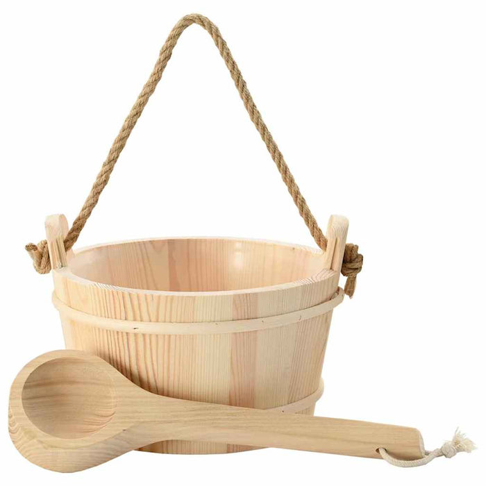 Căldare pentru Sauna 2 pcs Maro Lemn de pin solid și cânepă - WALTI WALTI