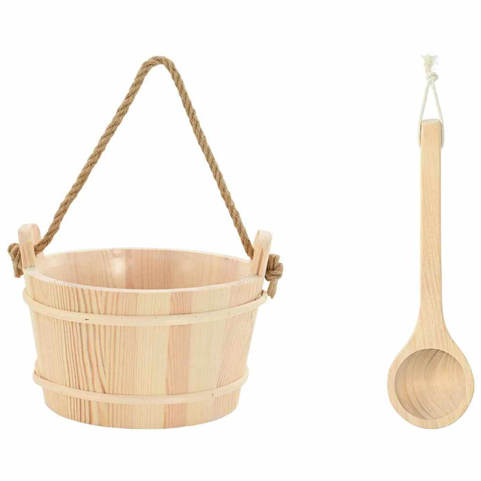 Căldare pentru Sauna 2 pcs Maro Lemn de pin solid și cânepă - WALTI WALTI
